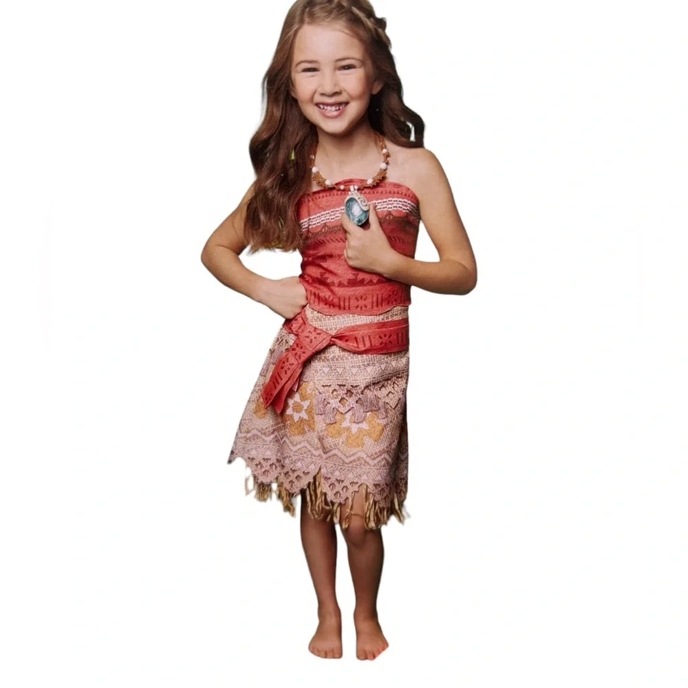 Disney Girls Red and Cream Moana Costume